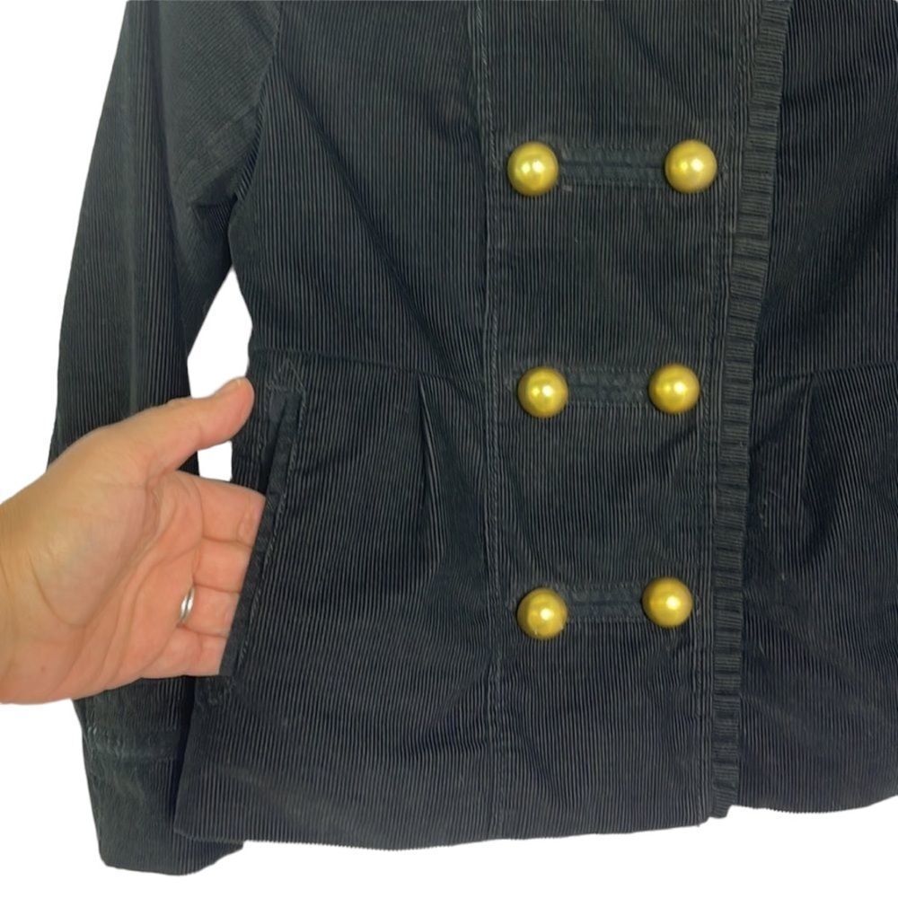 GAP Kids Corduroy, Velvet, Military-Inspired Coat, Black, Size 10, Lined - Picture 2 of 8